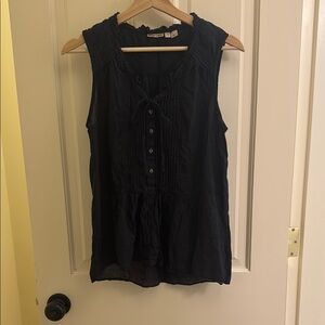 HOLDING HORSES Navy Sleeveless Tie Front Blouse
